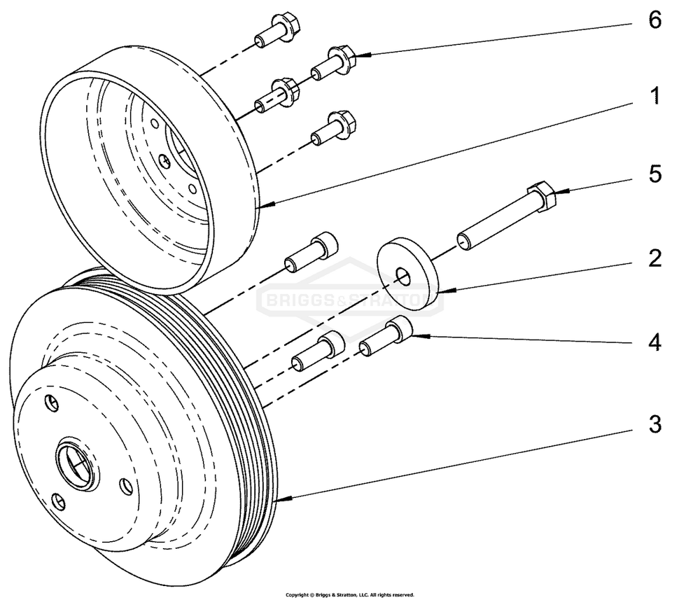 Engine Group - Crank Pulley Mount Diagram and Parts List for 076660-01  Briggs and Stratton Generator